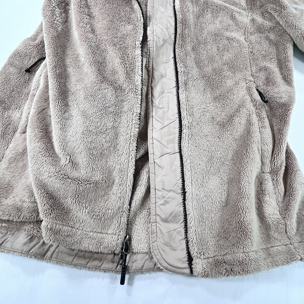 North Face Jacket Osito XL Fleece Sandy Brown Womens Thumb holes Asymmetrical - Picture 11 of 14